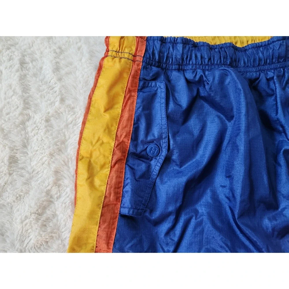 Tommy Hilfiger Swim Trunks Lined Vintage Blue Orange Yellow Mens Large Drawstrin